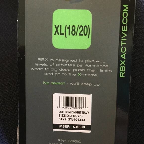 RBX Navy Fleece Full Zip Hoodie Sweatshirt‎ Boys Size 18/20 - Picture 5 of 5